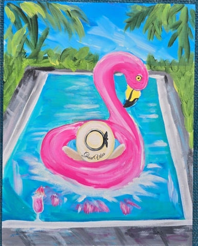 Floating Flamingo at Goodnight Johnny's July 1